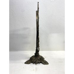 SPECCHIO da TAVOLO OVALE PSICHE OTTONE DECORO FOGLIE VOLUTE STILE BAROCCO 50cm/h