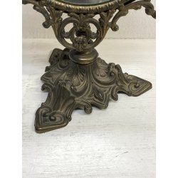 SPECCHIO da TAVOLO OVALE PSICHE OTTONE DECORO FOGLIE VOLUTE STILE BAROCCO 50cm/h