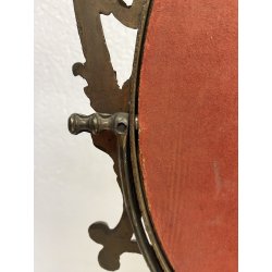 SPECCHIO da TAVOLO OVALE PSICHE OTTONE DECORO FOGLIE VOLUTE STILE BAROCCO 50cm/h