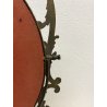 SPECCHIO da TAVOLO OVALE PSICHE OTTONE DECORO FOGLIE VOLUTE STILE BAROCCO 50cm/h