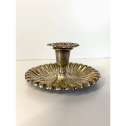 PORTA CANDELA VINTAGE BUGIA METALLO PLACCATO ARGENTO DECORO SBALZATO '900