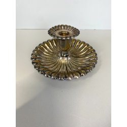 PORTA CANDELA VINTAGE BUGIA METALLO PLACCATO ARGENTO DECORO SBALZATO '900