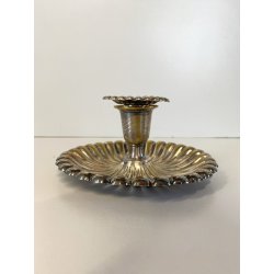 PORTA CANDELA VINTAGE BUGIA METALLO PLACCATO ARGENTO DECORO SBALZATO '900