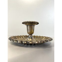PORTA CANDELA VINTAGE BUGIA METALLO PLACCATO ARGENTO DECORO SBALZATO '900