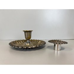 PORTA CANDELA VINTAGE BUGIA METALLO PLACCATO ARGENTO DECORO SBALZATO '900