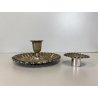 PORTA CANDELA VINTAGE BUGIA METALLO PLACCATO ARGENTO DECORO SBALZATO '900