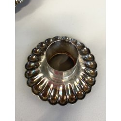 PORTA CANDELA VINTAGE BUGIA METALLO PLACCATO ARGENTO DECORO SBALZATO '900