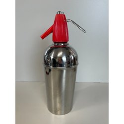 ANTICA BOTTIGLIA SELTZ CIMA 18/8 ANNI 70 ACCAIO ROSSA SIFONE VINTAGE SODA 629671