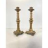 COPPIA PICCOLI CANDELIERI PORTA CANDELA BRONZO ZAMPE FERINE 15 cm/h EPOCA '800