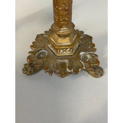 COPPIA PICCOLI CANDELIERI PORTA CANDELA BRONZO ZAMPE FERINE 15 cm/h EPOCA '800