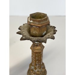 COPPIA PICCOLI CANDELIERI PORTA CANDELA BRONZO ZAMPE FERINE 15 cm/h EPOCA '800