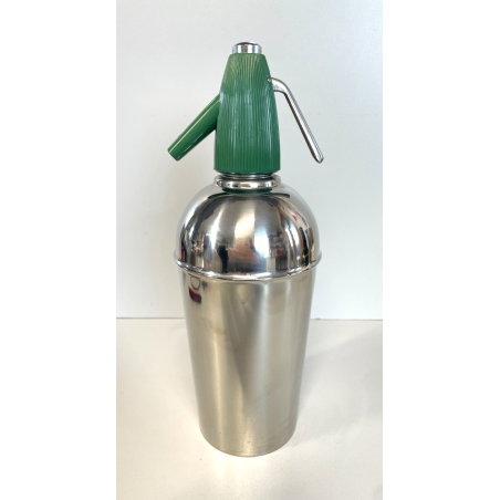 ANTICA BOTTIGLIA SELTZ CIMA 18/8 ANNI 70 ACCAIO VERDE SIFONE VINTAGE SODA 629671