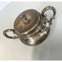 ZUCCHERIERA F.lli Broggi MILANO METALLO ARGENTATO SUGAR BOWL STILE CLASSICO '900