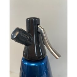 ANTICA BOTTIGLIA SELTZ GIMAS ITALIA ANNI 60 ACCAIO INOX BLU SIFONE VINTAGE SODA