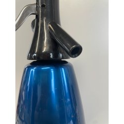 ANTICA BOTTIGLIA SELTZ GIMAS ITALIA ANNI 60 ACCAIO INOX BLU SIFONE VINTAGE SODA