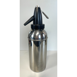 ANTICA BOTTIGLIA SELTZ SIPHON ITALIA 1960 ACCAIO INOX NERO SIFONE VINTAGE SODA