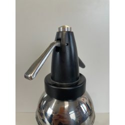 ANTICA BOTTIGLIA SELTZ SIPHON ITALIA 1960 ACCAIO INOX NERO SIFONE VINTAGE SODA