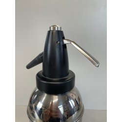 ANTICA BOTTIGLIA SELTZ SIPHON ITALIA 1960 ACCAIO INOX NERO SIFONE VINTAGE SODA