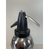 ANTICA BOTTIGLIA SELTZ SIPHON ITALIA 1960 ACCAIO INOX NERO SIFONE VINTAGE SODA