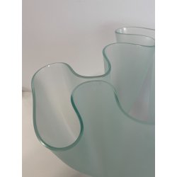 VASO FAZZOLETTO DESIGN Pietro Chiesa FONTANA ARTE 1930 VETRO AZZURRO CARTOCCIO