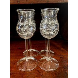 SET 4 BICCHIERI CALICE GRAPPA CRISTALLO DA DEGUSTAZIONE con PUNTE INTERNE '900