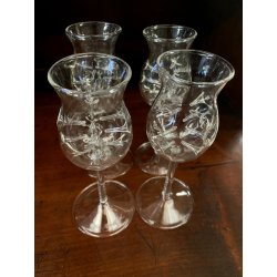 SET 4 BICCHIERI CALICE GRAPPA CRISTALLO DA DEGUSTAZIONE con PUNTE INTERNE '900