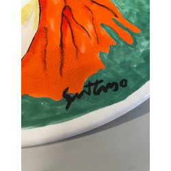 RARO ANTICO PIATTO CERAMICA FIRMATO RENATO GUTTUSO DERUTA EDIZIONE LIMITATA 1970