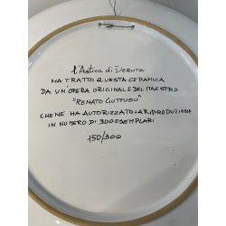 RARO ANTICO PIATTO CERAMICA FIRMATO RENATO GUTTUSO DERUTA EDIZIONE LIMITATA 1970