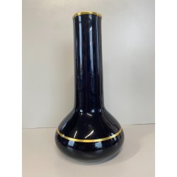 VASO PORCELLANA Limoges France SMALTO BLU COBALTO INTENSO DETTAGLI ORO ANNI  '50