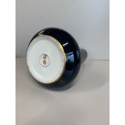 VASO PORCELLANA Limoges France SMALTO BLU COBALTO INTENSO DETTAGLI ORO ANNI  '50