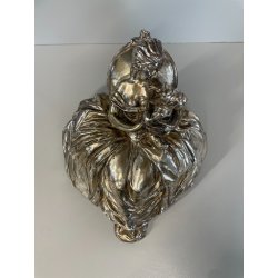 ANTICA DAMA TERRACOTTA ARGENTATA DONNA BAMBINO ABITO SETTECENTESCO EPOCA '900