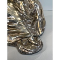 ANTICA DAMA TERRACOTTA ARGENTATA DONNA BAMBINO ABITO SETTECENTESCO EPOCA '900