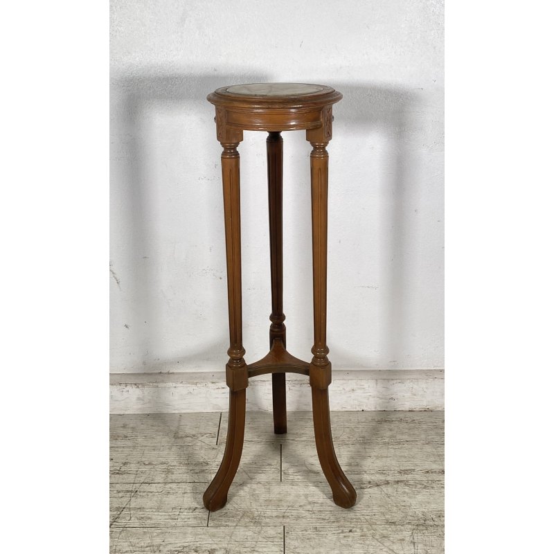 ANTICA COLONNA LEGNO PORTA VASO PIANO MARMO PRIMI 1900 PIEDISTALLO