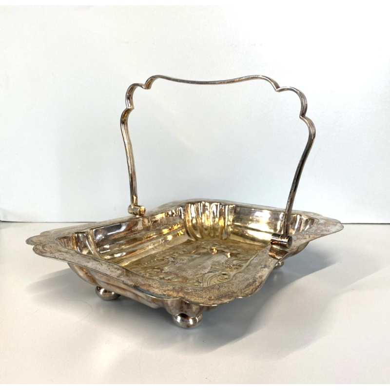 CESTINO PORTATA con MANICO Jays 365 essex road islington METALLO ARGENTATO '900