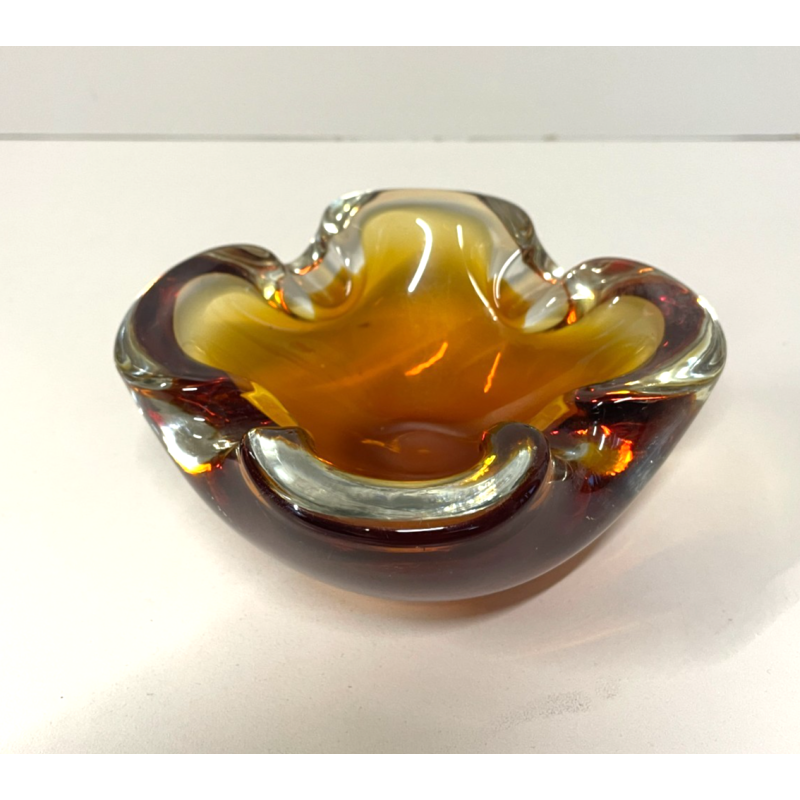 CIOTOLA POSACENERE VETRO SOMMERSO MURANO SVUOTA TASCHE COLOR ARANCIONE ITALIA