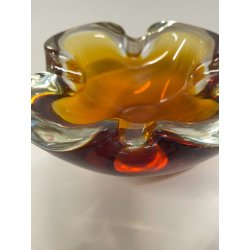 CIOTOLA POSACENERE VETRO SOMMERSO MURANO SVUOTA TASCHE COLOR ARANCIONE ITALIA