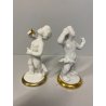 COPPIA ANGELI PORCELLANA CAPODIMONTE bianco lucido ORO PUTTI CHERUBINI 9511-9512