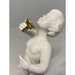 COPPIA ANGELI PORCELLANA CAPODIMONTE bianco lucido ORO PUTTI CHERUBINI 9511-9512