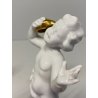 COPPIA ANGELI PORCELLANA CAPODIMONTE bianco lucido ORO PUTTI CHERUBINI 9511-9512