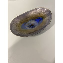 CIOTOLA BOWL OVALE Studio Laurana PESARO RAME MARTELLATO SMALTATO GRAN FUOCO '60