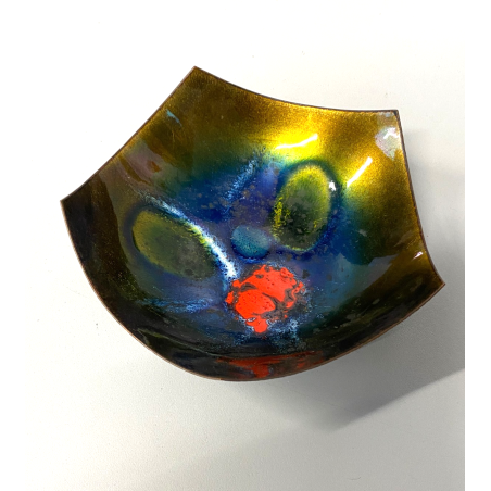 SCULTURA CIOTOLA Studio Laurana PESARO RAME SMALTO GRAN FUOCO BOWL  ASIMMETRICA