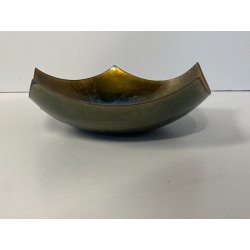 SCULTURA CIOTOLA Studio Laurana PESARO RAME SMALTO GRAN FUOCO BOWL  ASIMMETRICA