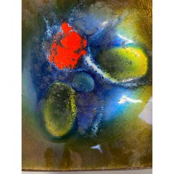 SCULTURA CIOTOLA Studio Laurana PESARO RAME SMALTO GRAN FUOCO BOWL  ASIMMETRICA