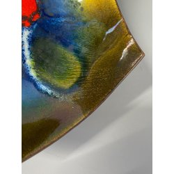 SCULTURA CIOTOLA Studio Laurana PESARO RAME SMALTO GRAN FUOCO BOWL  ASIMMETRICA