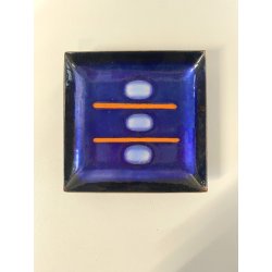 PIATTINO QUADRATO Studio Laurana PESARO RAME SMALTO GRAN FUOCO BLU ROSSO '50/'60