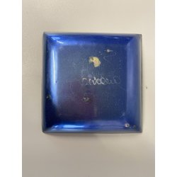 PIATTINO QUADRATO Studio Laurana PESARO RAME SMALTO GRAN FUOCO BLU ROSSO '50/'60