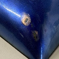 PIATTINO QUADRATO Studio Laurana PESARO RAME SMALTO GRAN FUOCO BLU ROSSO '50/'60