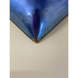 PIATTINO QUADRATO Studio Laurana PESARO RAME SMALTO GRAN FUOCO BLU ROSSO '50/'60