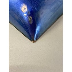 PIATTINO QUADRATO Studio Laurana PESARO RAME SMALTO GRAN FUOCO BLU ROSSO '50/'60