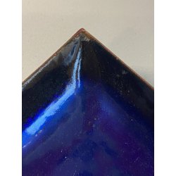 PIATTINO QUADRATO Studio Laurana PESARO RAME SMALTO GRAN FUOCO BLU ROSSO '50/'60